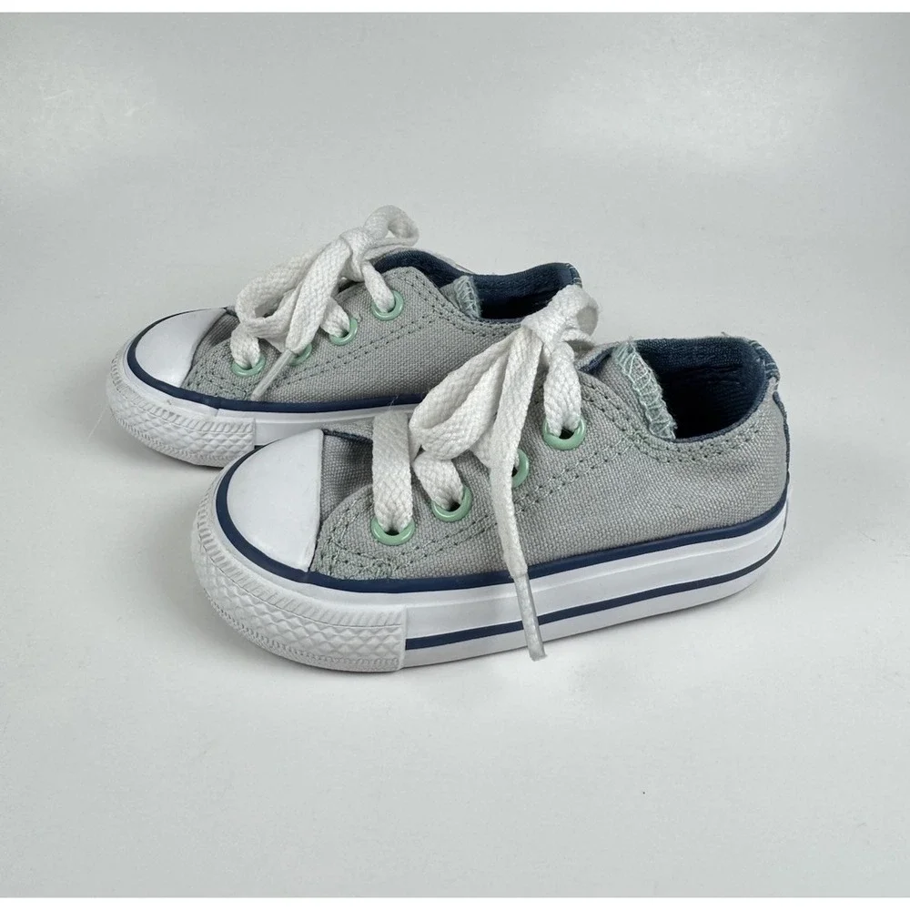 Converse All Star Double Tongue Shoes Chuck Taylor Size 4 Infant Gray mint green